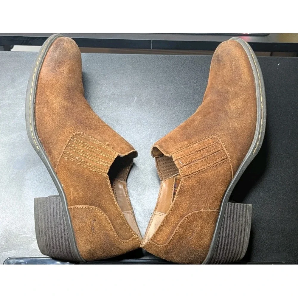 BOC Born Concept Ankle Booties Women's Size 9 Brown Suede Leather Slip On Heel